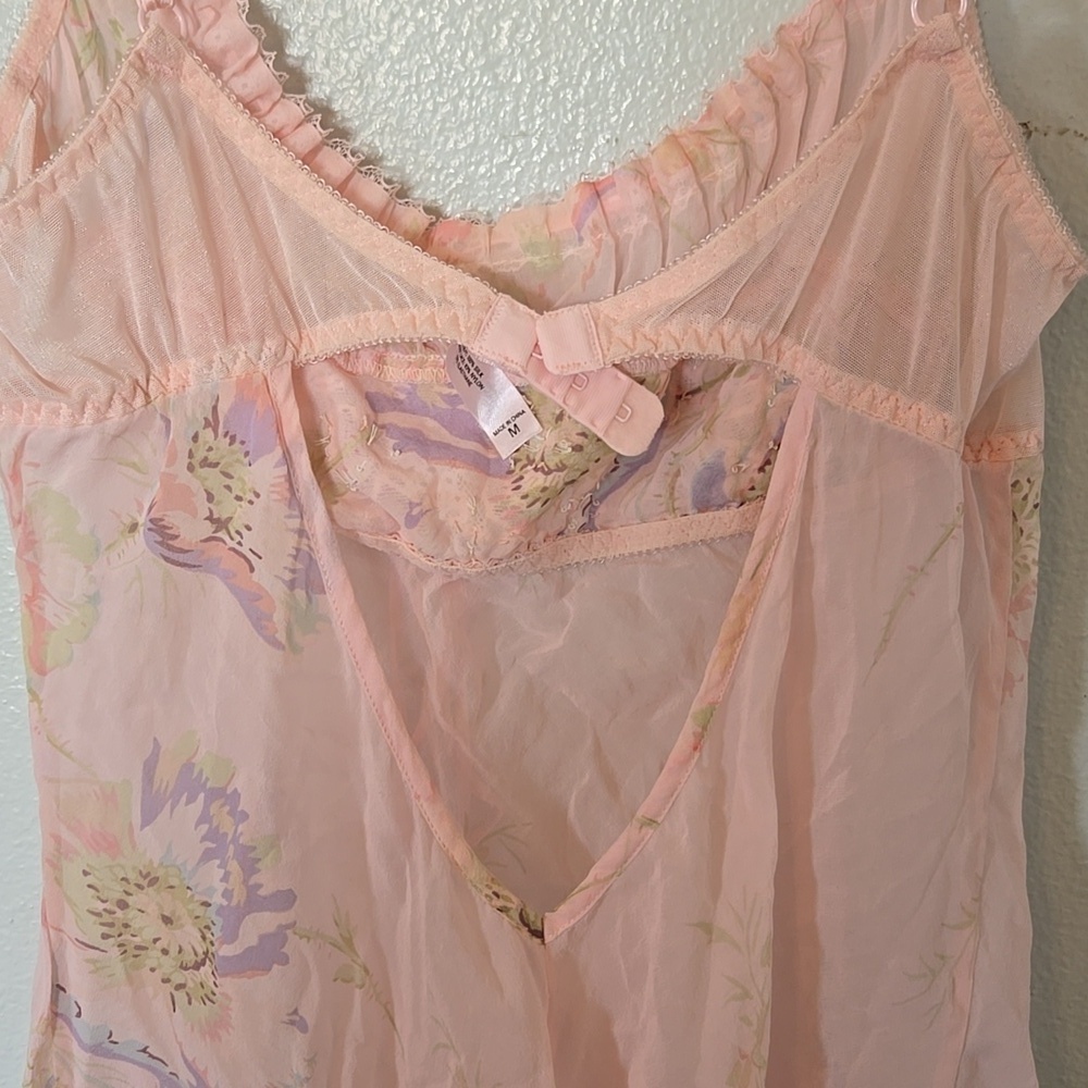 Victoria's Secret |*Rare*Vintage 100% Silk Pink Floral Slip Lingerie Size Medium - Picture 4 of 11